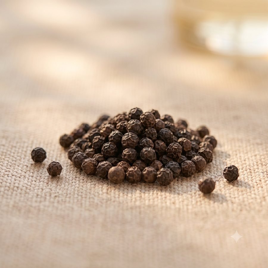 Black pepper corns, source of the BioPerine absorption extract